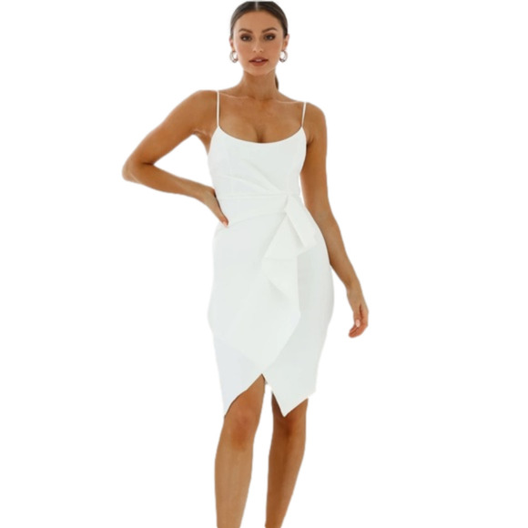 Selfie Leslie Dresses & Skirts - Selfie Leslie Tesla Cami Strap Asymmetrical Knee Length Dress White size small